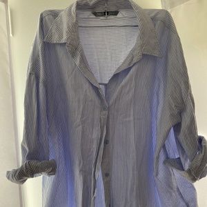 Oversized striped button up